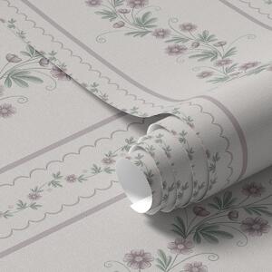 Carta da parati Delicate strisce con fiori di lavanda, vintage, Parati fiori e piante classici, a00671 : Uwalls.it
