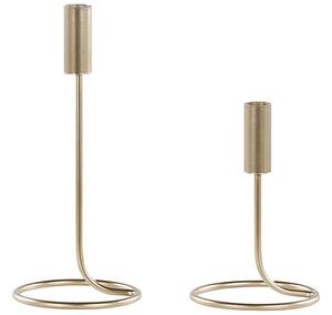Moderno Set di due candelieri Portacandele in Metallo Oro per 2 Candele Beliani