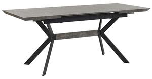 Tavolo da pranzo effetto cemento 140/180 x 80 cm gambe in metallo Nero cucina industriale Beliani