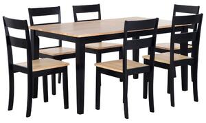 Set da pranzo in legno massello Nero con piano in legno chiaro a 6 posti 150 x 90 cm moderno scandinavo Beliani