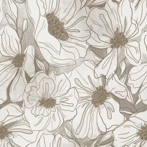 Carta da parati Fiori lineari in una palette monocromatica beige-grigio, Parati fiori e piante classici, a00636 : Uwalls.it