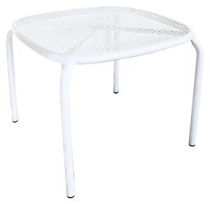 Tavolino basso 40x40 cm impilabile da giardino con struttura in acciaio Local - White