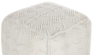 Pouf cotone bianco con motivo decorativo 40 x 40 cm stile boho soggiorno camera da letto Beliani