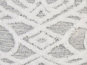 Pouf cotone e poliestere bianco e grigio 40 x 40 cm stile boho soggiorno camera da letto Beliani