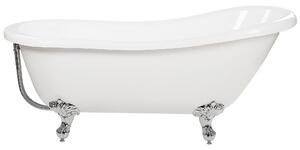 Vasca da bagno bianca con acrilico sanitario argento 153 x 77 cm Vasca autoportante con piedini design retrò tradizionale Beliani