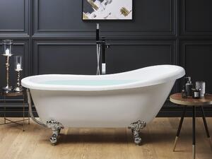 Vasca da bagno bianca con acrilico sanitario argento 153 x 77 cm Vasca autoportante con piedini design retrò tradizionale Beliani