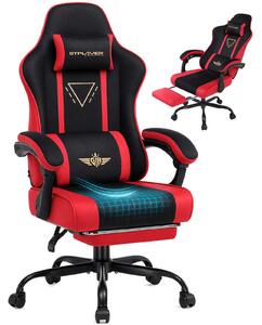 Sedia da gaming GTPLAYER, ergonomica, con rivestimento in tessuto, cuscino imbottito, braccioli regolabili e poggiapiedi, capacità di carico fino a 150 kg