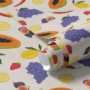 Carta da parati Papaya, uva e limoni: un mix di frutta dai colori vivaci, Parati classici Cibo e bevande, a00803 : Uwalls.it