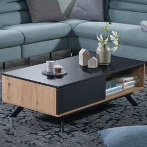 Tavolino 110x60x38 cm mdf decoro rovere / nero tavolo soggiorno | Wohnling