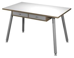Scrivania 20060 cm 120x60 gambe in metallo bianco piano bianco/rovere