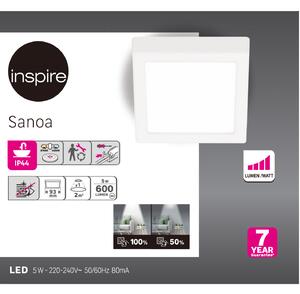Plafoniera LED Sanoa quadrato bianco, foro incasso 9 cm luce passaggio dal bianco caldo al bianco neutro