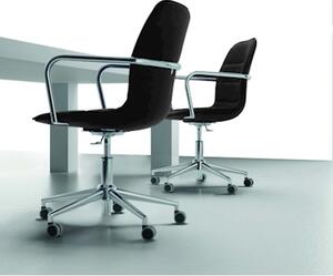 Sedia visitatore MSTYLE GEA base 5 razze su ruote con braccioli nero