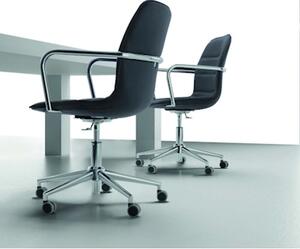 Sedia visitatore MSTYLE GEA base 5 razze su ruote con braccioli grigio