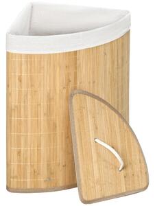 DecHome Cesto Portabiancheria con Coperchio Triangolare in Bamb e Tessuto 38x38x57 cm colore Legno - 85DH0NDALT