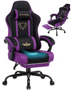 Sedia da gaming GTPLAYER, ergonomica, con rivestimento in tessuto, cuscino imbottito, braccioli regolabili e poggiapiedi, capacità di carico fino a 150 kg, sinistra