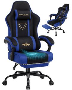Sedia da gaming GTPLAYER, ergonomica, con rivestimento in tessuto, cuscino imbottito, braccioli regolabili e poggiapiedi, capacità di carico fino a 150 kg, colore nero