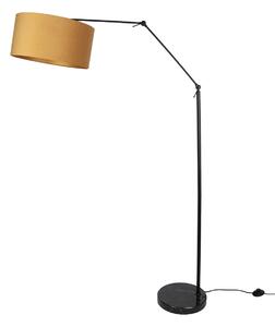 Lampada da terra nera regolabile con paralume giallo e interno dorato 50 cm - Editor
