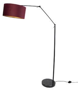 Lampada da terra nera regolabile con paralume rosso e interno dorato 50cm - Editor