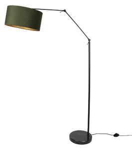 Lampada da terra nera regolabile con paralume verde e interno dorato 50cm - Editor