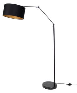 Lampada da terra nera regolabile con paralume nero e interno dorato 50cm - Editor