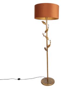 Lampada da terra oro con paralume arancione e interno oro 50 cm - Linden