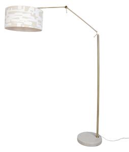 Lampada da terra oro regolabile con paralume a righe bianche e beige 50cm - Editor