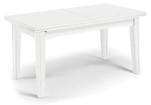 Tavolo allungabilen legno, bianco opaco, gambe a sciabola, con