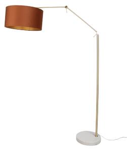 Lampada da terra oro regolabile con paralume arancione e interno oro 50cm - Editor