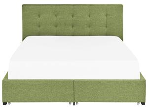 Letto contenitore matrimoniale imbottito verde con rete a doghe e cassetti  180 x 200 cm Beliani