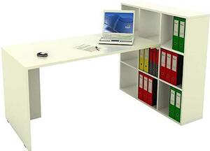 Scrivania con libreria BRIDGE cm 169,2x104,1x103,9 bianca