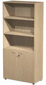 Libreria alta c/ante basse WORK cm 90x46x200 rovere chiaro