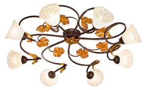 Plafoniera classica due p aida pl8 e14 led metallo ruggine oro vetro bianco - Due P Illuminazione