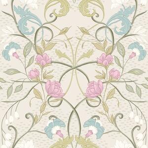 Carta da parati Elegante motivo floreale con fiori rosa e blu, Parati fiori e piante classici, a00730 : Uwalls.it
