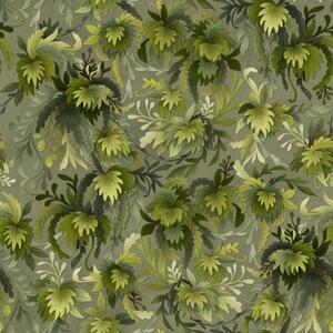 Carta da parati Fogliame verde intenso su sfondo grigio-verde, Parati fiori e piante classici, a00805v1 : Uwalls.it