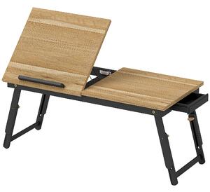 HOMCOM Supporto Monitor Inclinabile e Regolabile con Cassetto Laterale, in Legno, 86x33x22.5-32 cm, Rovere e Nero | Aosom Italy