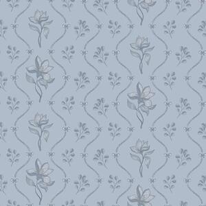 Carta da parati Piccoli fiori e nastri in una palette di colori grigio-blu, Parati fiori e piante classici, a00808v2 : Uwalls.it