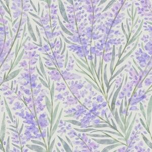 Carta da parati Rami di lavanda nei toni del viola su sfondo chiaro, Parati fiori e piante classici, a00835 : Uwalls.it