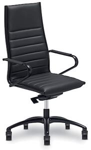 Sedia direzionale CLASSIC nero schienale alto rivestimento in pelle co