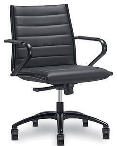 Sedia direzionale CLASSIC nero schienale medio rivestimento in pelle c