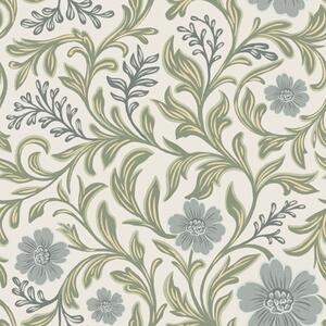 Carta da parati Ornamento floreale grigio salvia su sfondo chiaro, Parati fiori e piante classici, a00712 : Uwalls.it