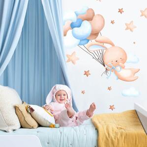 Adesivo murale per bambini - Simpatico coniglietto tra le nuvole