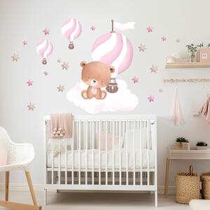 Adesivi decorazioni per pareti - Orsetto con palloncino (rosa)
