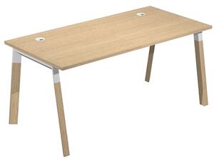 Scrivania WORK cm 120x80x74 gamba legno piano rovere chiaro