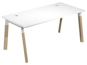 Scrivania WORK cm 120x80x74 gamba legno piano bianco