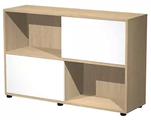 Libreria TETRIS 2 ante cm 120x35,5x79 struttura rovere chiaro ante bia