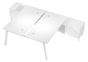 Bench 2 posti c/mobile di servizio WORK cm 145x285x75 gamba metallica