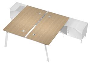 Bench 2 posti c/mobile di servizio WORK cm 145x285x75 gamba metallica