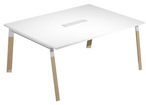 Tavolo riunioni WORK cm 160x120x75 gamba legno piano bianco