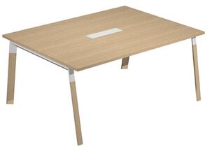Tavolo riunioni WORK cm 160x120x75 gamba legno piano rovere chiaro