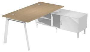 Scrivania c/mobile di servizio WORK cm 145x140x75 gamba metallica pian